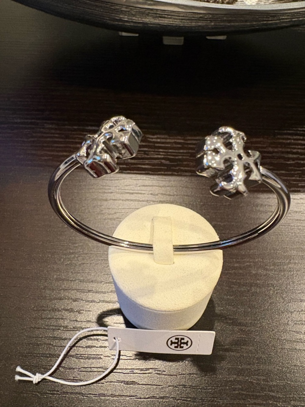 Tory Burch Silver Logo Open Cuff Bracelet